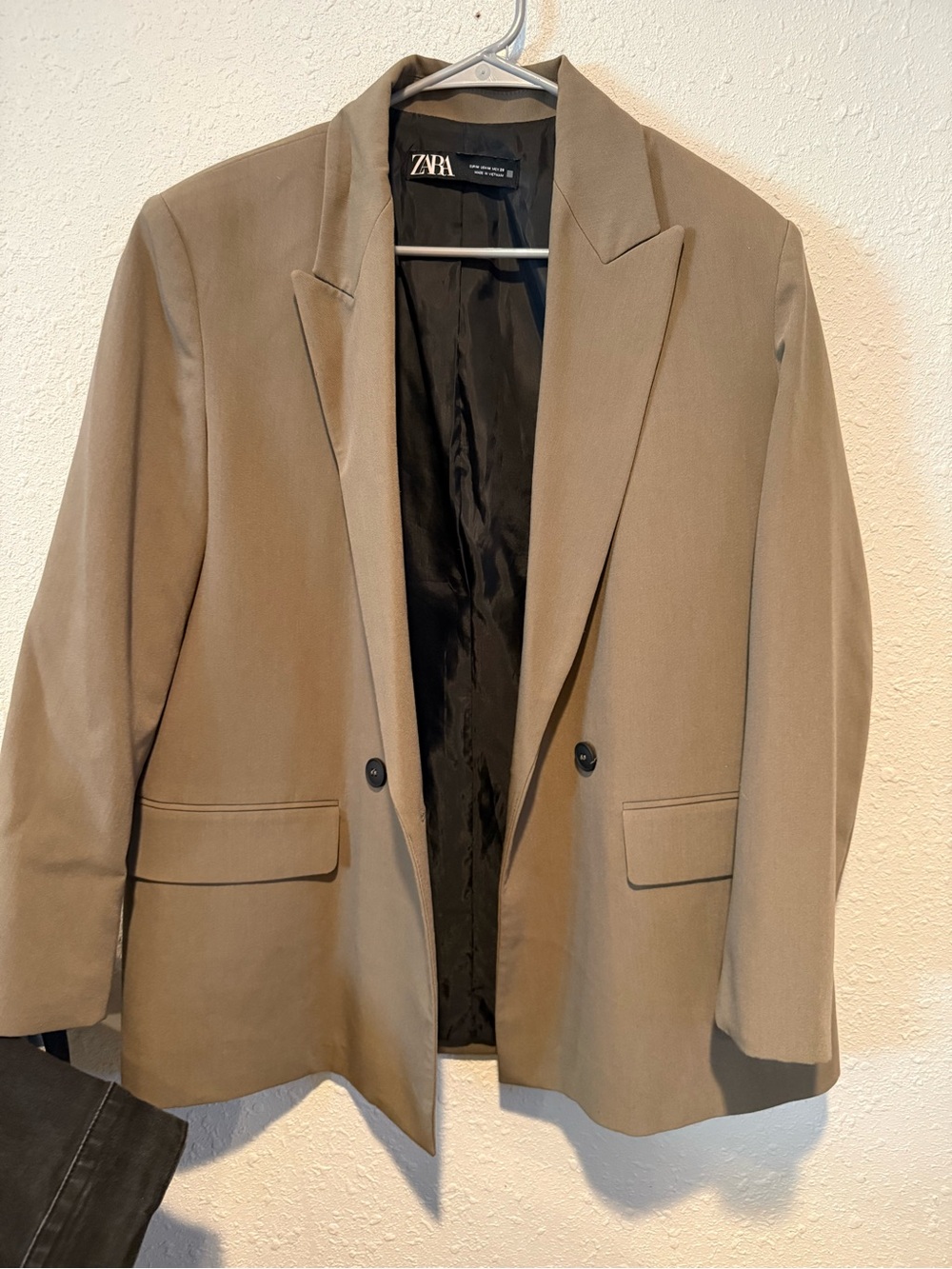 ZARA Beige/Taupe Single-Breasted Tailored Blazer